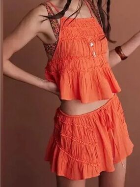 Bright orange Tiered Two Piece